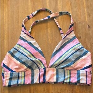 Title Nine Multicolor Striped Bikini Top